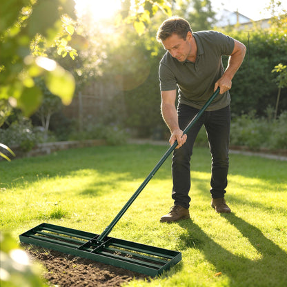 Lawn Leveling Rake, 36" x 10" Heavy Duty Yard Leveling Rake with 66.5" Handle for Backyard, Golf Course