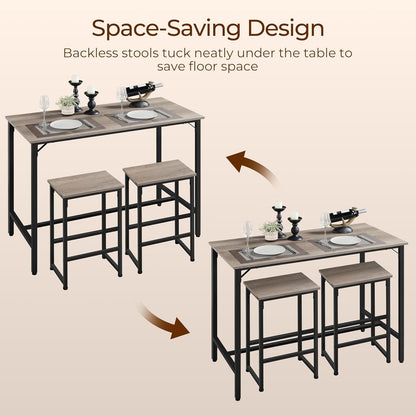 3 Piece Dining Table Set, 47.5" Industrial Pub Table Set, Counter Height Kitchen Table with Bar Stools Set of 2, for Small Space, Apartment
