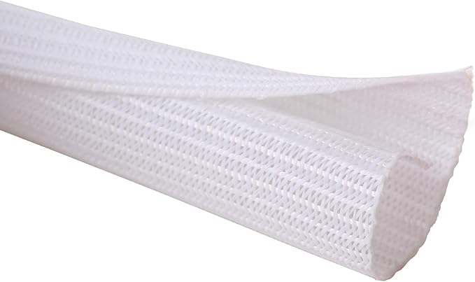 Alex Tech 25ft - 1/4 inch Cord Protector Wire Loom Tubing Cable Sleeve Split Sleeving for USB Cable Power Cord Audio Video Cable - Protect Cat from Chewing Cords - White