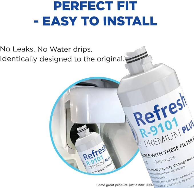 Refresh Plus R-9101 Refrigerator Water Filter Replacement for Samsung DA29-00020A, DA29-00020B, HAF-CIN/EXP, NSF 53 Tested, 6-Month 300 Gallon Filter, 3 Pack