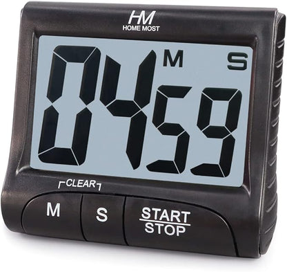 HOME MOST 3" Large Display Kitchen Timer - Digital Timer Magnetic Back Loud Alarm On A Rope- Black Cooking Timers For Kitchen Teachers Students Games Kids Meetings -Sports Timers For Workouts Exercise