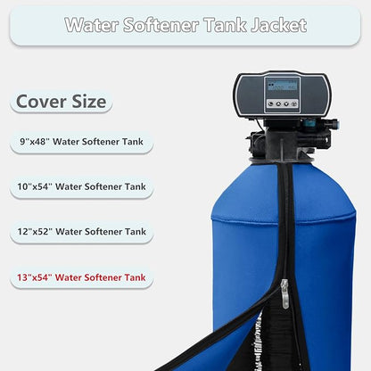 13x54 Inch Water Softener Tank Jacket - Insulated 3.5mm Neoprene Slip Sleeve to Prevent Sweating, Heavy-Duty Outdoor Water Softener Cover, Blue