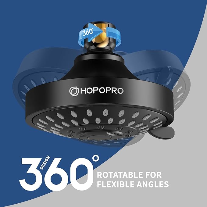 HOPOPRO 5-Mode High Pressure Shower Head - The Washington Post, NBC News, Today TV Show Recommended - High Flow Fixed Showerheads (4 Inch Matte Black)