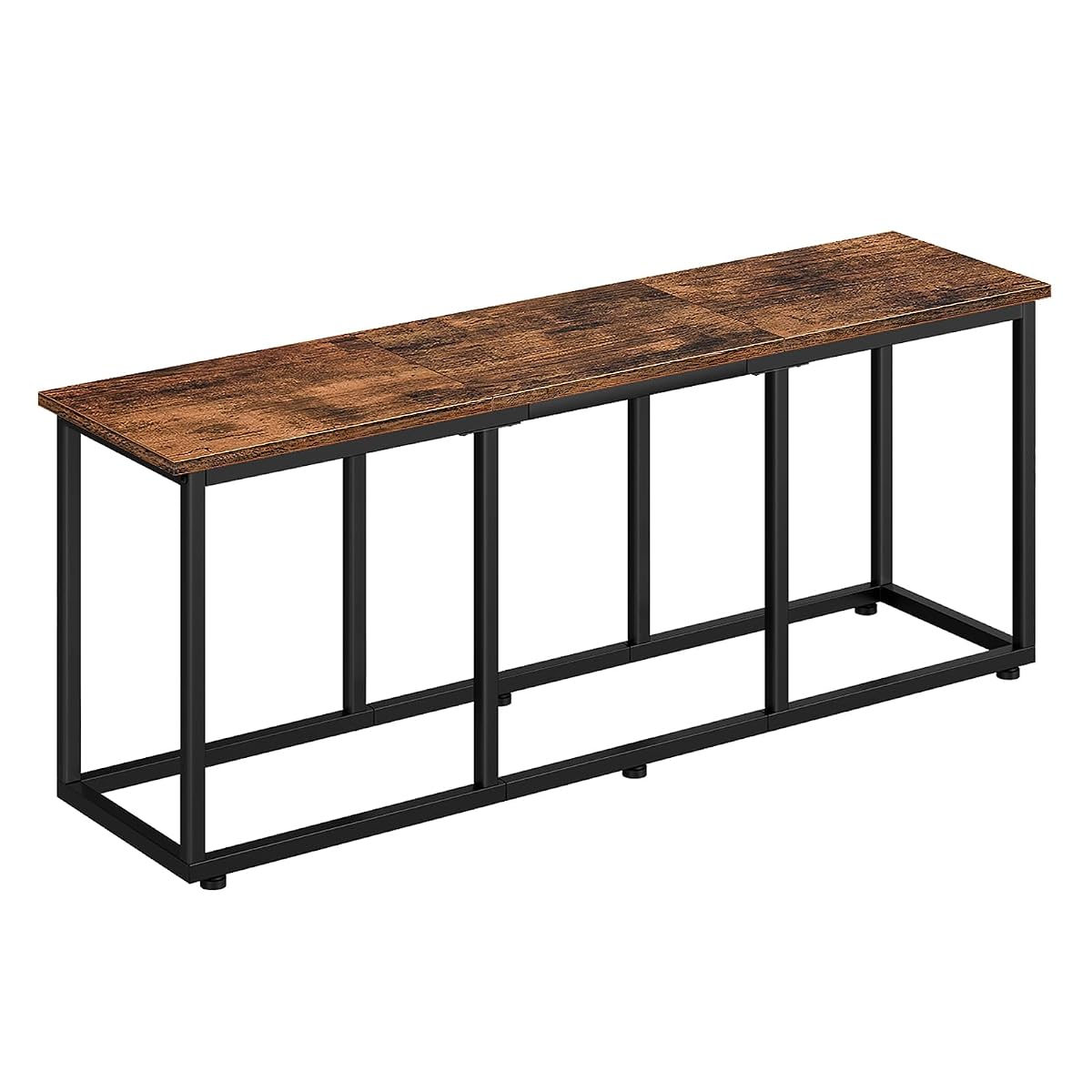 Dining Bench, 47.2 Inch Dining Table Bench, Industrial Style Kitchen Bench, Steel Frame, Easy to Assemble, for Kitchen, Dining Room, Rustic Brown and Black BF45CD01