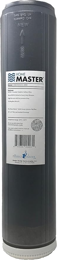 Home Master HMF2SmgCC Whole House Water Filter, 4-layer sediment filter 25 to 1 micron, Powerful Up-Flow KDF85 & Catalytic Carbon 10gpm, 1” NPT ports, Patented heavy steel bracket fits 16” wall studs