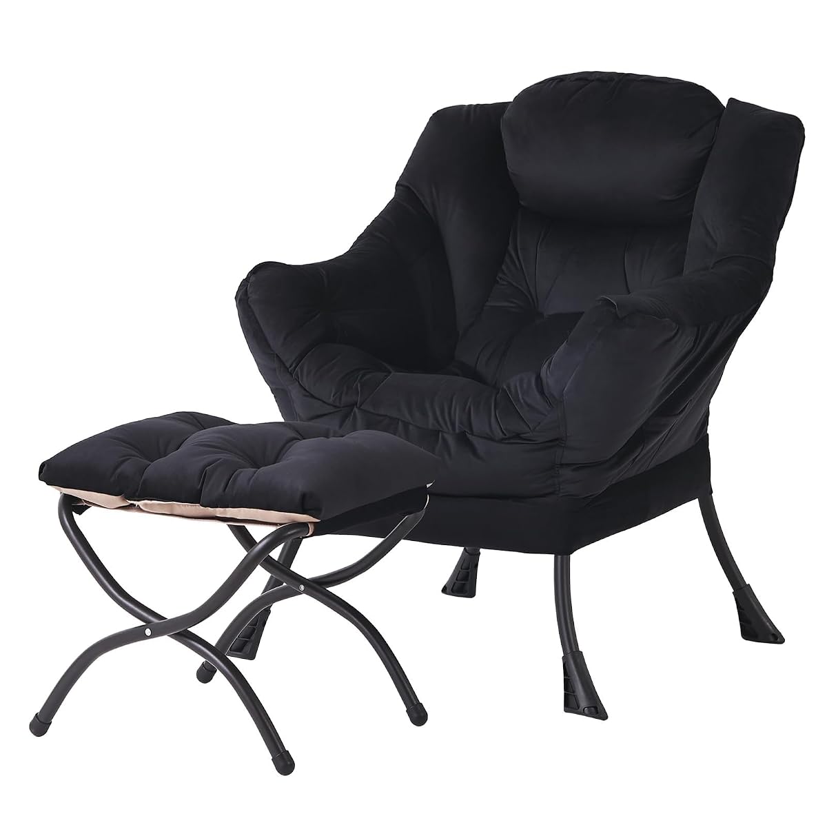 Lazy Chair with Ottoman,Comfy Accent Living Room Chair with Footrest Set
