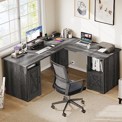 L Shaped Desk with Power Outlets