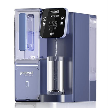 Purewell 4-Stage Purification Countertop Reverse Osmosis Water Filter System with Alkaline Filter and Portable Water Pitcher, 3.5:1 Pure to Drain, pH 8-9, No Installation Required (C01)