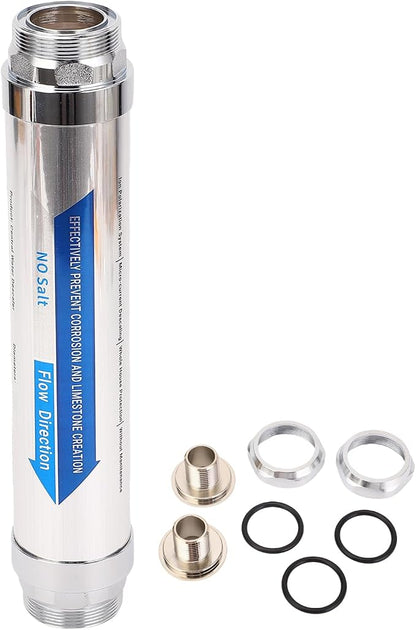 No Salt Water Softener, Stainless Steel Magnetic Water Descaler System with Limescale Prevention, Ideal for Whole House Pipes, Heaters & Appliances (Stainless steel)