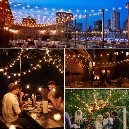 100Ft LED Outdoor String Lights, Dimmable Patio Lights, Waterproof Shatterproof 53 G40 Globe Bulb String for Backyard Bistro-Black 1 Pack