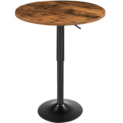Bar Table, Height-Adjustable Round Pub Table 27-35.4 Inches with Sturdy Base, Modern Style, Easy to Assemble, Suitable for Small Space, Rustic and Black
