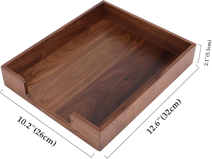 Bamber Wood Letter Tray Wooden Desk Organizer Paper Document File Tray for Office Supplies Collection Folders Notebooks, Black Walnut