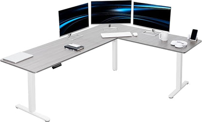 VIVO Electric Corner 84 x 63 inch L-Shaped Standing Desk (Gray, 84x63inch)