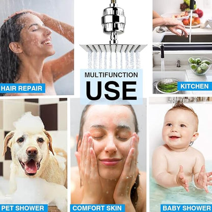 15 Stage Shower Head Filter for Hard Water - Black Shower Water Filter Reduces Chlorine, Improves Skin Condition