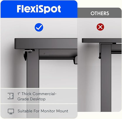 FLEXISPOT L Shaped Standing Desk, 63 x 55 Inch Electric Height Adjustable Corner Desk, Sit Stand Computer Workstation, Preset Controller, Home Office, Black Frame with Black Top, Black Drawer