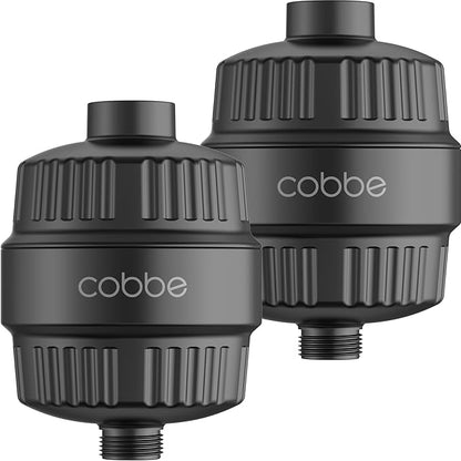 Cobbe HD HEAVY DUTY High Output Shower Filter 2 Pack – 99% REMOVAL Shower Head Filter for Hard Water, Heavy Metals, Chlorine and Harmful Substance, Improve your skin and hair - Black