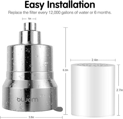 Filtered Shower Head, 2-in-1 Shower Head Filter-5 Modes High Pressure Output with 15 Stage Hard Water Shower Filter Cartridge for Remove Chlorine Heavy Metals and Other Sediments