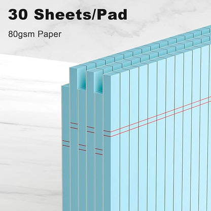AILZFEI Blue Legal Pad Note Pads 8.5 x 11 inch, Wide Ruled Clear Print Writing Pads 30 Sheets/Pad, 20lb Colored Paper, Perforated Notepad with Sturdy Back (3 Pads Blue)