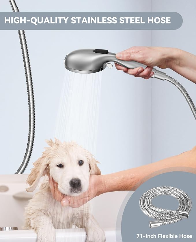 JDO Shower Head with Handheld, High Pressure Handheld Shower Head 9 Settings, Detachable Shower Head Set with Stainless Steel Hose and Shower Bracket (Chrome)