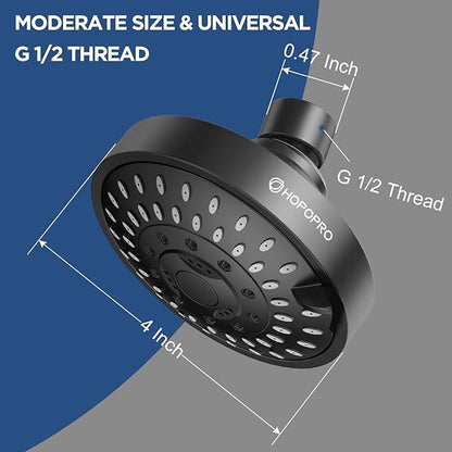 HOPOPRO 5-Mode High Pressure Shower Head - The Washington Post, NBC News, Today TV Show Recommended - High Flow Fixed Showerheads (4 Inch Matte Black)