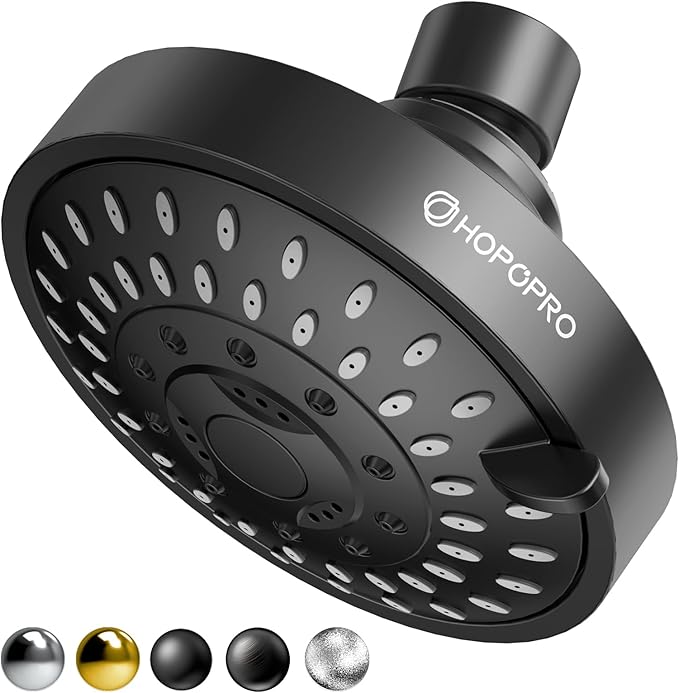 HOPOPRO 5-Mode High Pressure Shower Head - The Washington Post, NBC News, Today TV Show Recommended - High Flow Fixed Showerheads (4 Inch Matte Black)