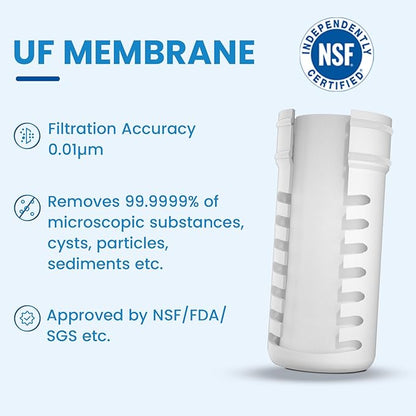 Gravity Water Filter Camping, Survival Water Filtration System, Portable Water Purifier for Travel, Backpacking and Emergency Preparedness, with Ultrafiltration Membrane (0.01 Micron)