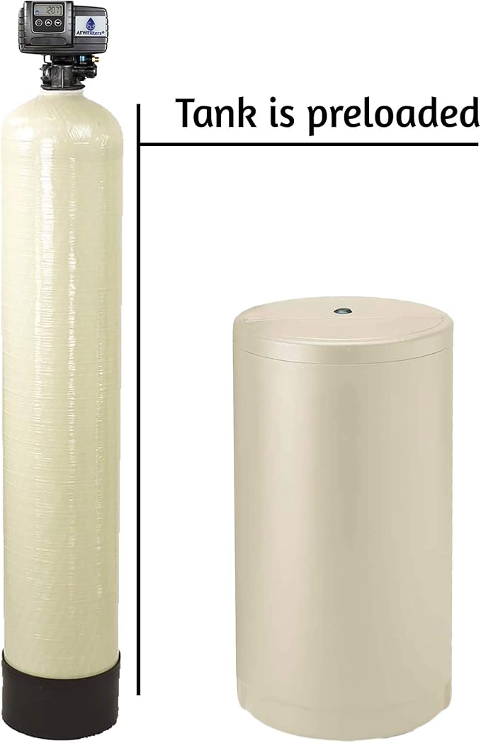 AFWFilters Iron Pro 2 Combination Water Softener Iron Filter Fleck 5600SXT Digital Metered Valve 64,000 Grain - High Flow for Whole House Use - Removes Hardness, Iron, Manganese, Sediment, Rust