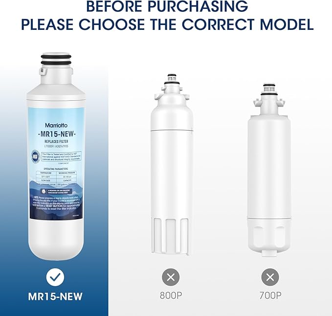 MARRIOTTO Water Filter LT1000PC Replacement for Refrigerator, Compatible with LT1000PC/PCS, LT1000PC, LT-1000PC, MDJ64844601, ADQ747935 ADQ74793504 Water Filter (1 Pack)