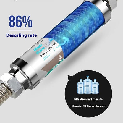 Non Salt Water Descaler Whole House, 0.1~1Mpa 0~100℃ Stainless Steel Compact Scale Water Softener System for Shower Dishwasher Solar Heater (3/4 inch (DN20))