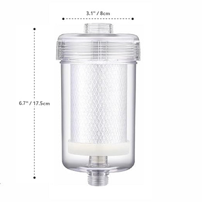 2 Micron Carbon Washer Water Filter, Visible Washing Machine Water Filter System, 99.5% Removal of Chlorine Fluoride, Heavy Metals, Odors, Scale, Reduces Dry Skin ACF Shower Filter
