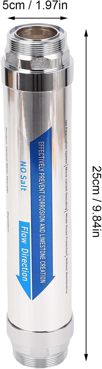 Water Softener System No Salt Magnetic Water Descaler Scale Remover for Whole House Shower Dishwasher Solar Heater Stainless Steel Compact (1/2 inch (DN15))