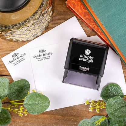 Custom Floral Address Stamp | Choose from 12 Designs | Multiple Ink Color Options | Envelope Return Address Stamp for Couple or Family (Design 6, Medium)