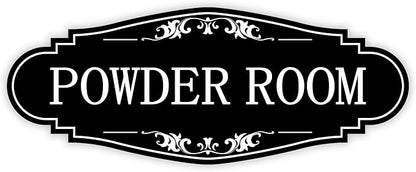 Powder Room Sign Sticker for Business and Home，Self-adhesive Cute Powder Room Door Decor，Waterproof Guest Bathroom Decals for House，Office，Shop
