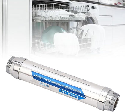 Non Salt Water Descaler Whole House, 0.1~1Mpa 0~100℃ Stainless Steel Compact Scale Water Softener System for Shower Dishwasher Solar Heater (3/4 inch (DN20))