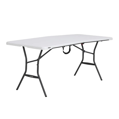 6-Foot Fold in Half Table, Light Commercial, White Granite
