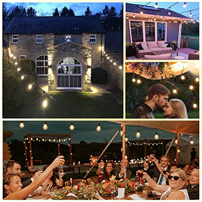 200FT String Lights for Outside LED Patio Lights Outdoor Waterproof with 63 Shatteproof Edison Lights Outdoor String Lights 2200K for Patio Gazebo Pergola Café