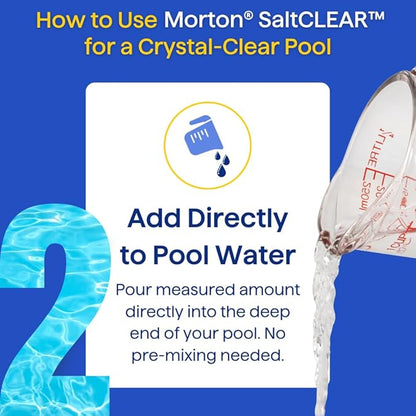 Morton SaltCLEAR | Pool Clarifier & Water Enhancer | Supports Cleaner, Clearer Water | Compatible with All Pool Systems - In-ground and Above Ground Pools | Weekly Maintenance | 32oz