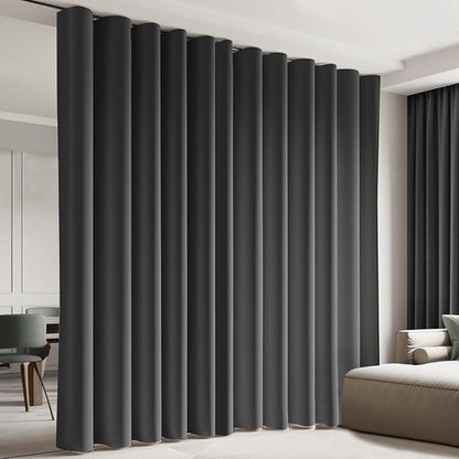 Cbsroro Room Divider Blackout Curtain Track Curtains Wall Dividers Panels Screen for Living Rooms Bedroom Office Privacy Partition Separation, W120 × L96 Inch,1 Panel, Black
