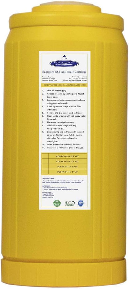 Crystal Quest Demineralizer Filter Cartridge - 4-5/8" x 9-3/4" - Heavy-Duty, Ideal for Lab, Research and Medical Applications for Ultra Pure Water Needs
