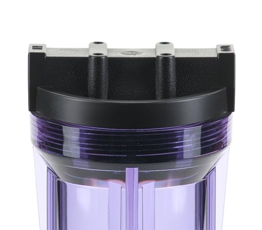 Hydronix HF3-10CLBK34, 10" Clear Housing with Black Rib Cap For RO & Filtration Systems, 3/4" Ports