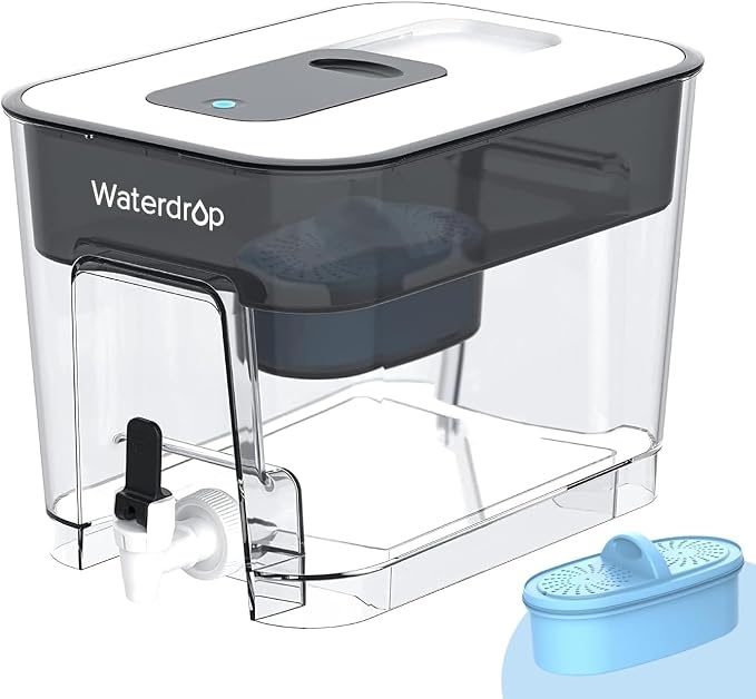 Waterdrop WFD-22L-A Alkaline Water Filter Dispenser, Large 40-Cup, Black | 100-Gallon Water Filter Pitcher, Healthy, Clean & Toxin-Free Mineralized Alkaline Water, BPA Free