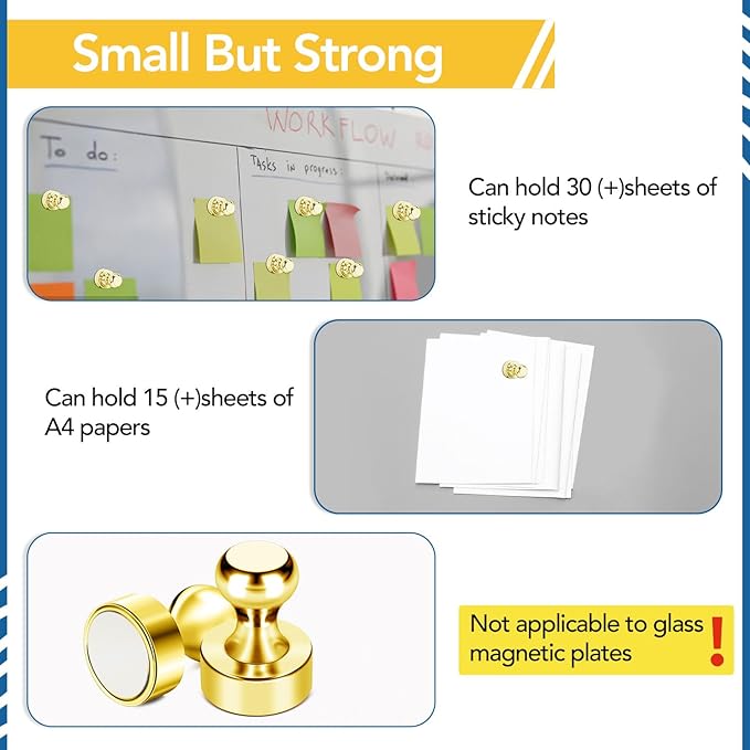 LOVIMAG Fridge Magnets 18Pcs Refrigerator Whiteboard Small Strong Magnet Classroom Kitchen Accessories Decorative Locker Set Decor Must Haves Office Calendar Refrigerador Magnetic Cute Crafts Gold