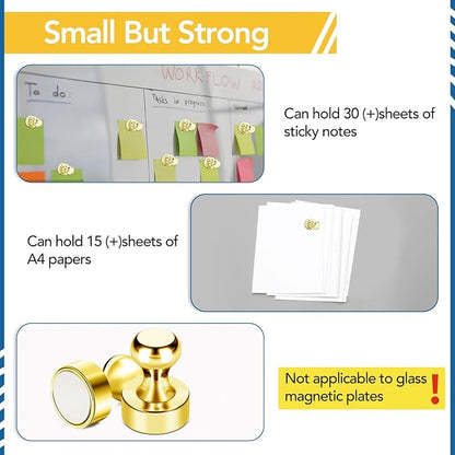 LOVIMAG Fridge Magnets 18Pcs Refrigerator Whiteboard Small Strong Magnet Classroom Kitchen Accessories Decorative Locker Set Decor Must Haves Office Calendar Refrigerador Magnetic Cute Crafts Gold