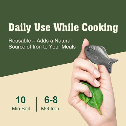Iron Fish for Cooking - Natural Iron Source for Iron Deficiency Support - Reusable Supplement Alternative for Vegans, Pregnancy & Women