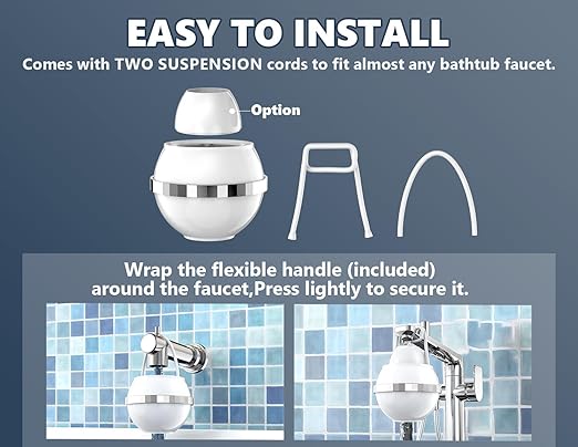Bath Water Filter for Tub Faucet with Overflow,2,500 Gallons of Filtration,Remove contaminants,Chlorineand Fluoride,Hard Water Softener,Enhances The Health of Skin,Hair,Nails(Premium Version)
