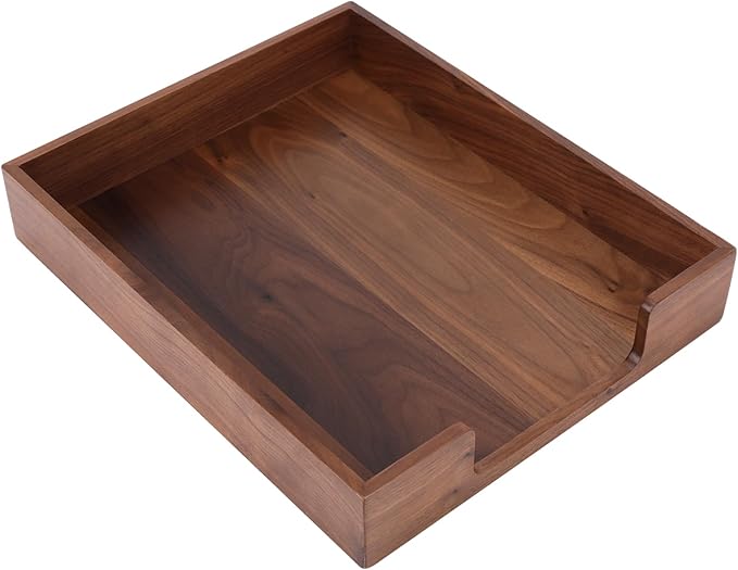 Bamber Wood Letter Tray Wooden Desk Organizer Paper Document File Tray for Office Supplies Collection Folders Notebooks, Black Walnut