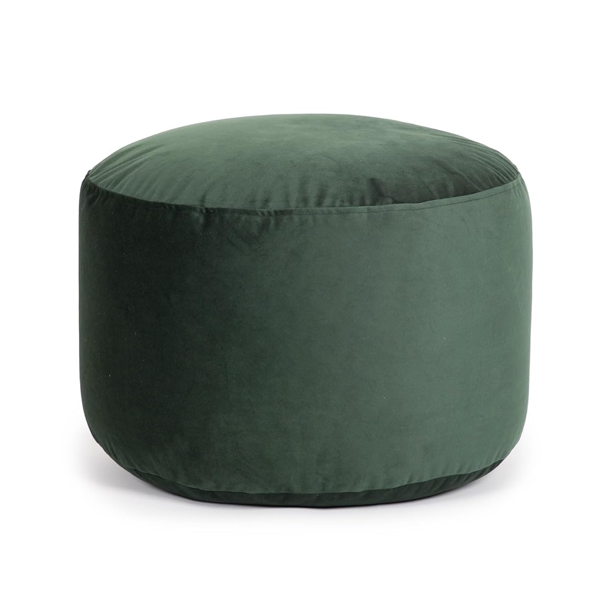 Gouchee Home Belgique Round Velvet Pouf, Foot Stool, Stuffed Ottoman Bean Bag Chair - Forest Green - Stylish, Lightweight, and Comfortable Furniture Accessory for Living Room and Bedroom - 20" x 12"