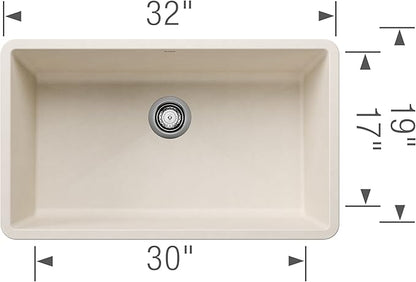 BLANCO 443084 PRECIS SILGRANIT Super Single Undermount Kitchen Sink 32" L X 19" W- Soft White