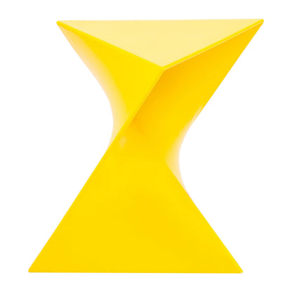 15.75" Triangular Side Table, Stackable Plastic Accent End Table for Indoor & Outdoor Use, Weather-Resistant Modern Patio & Living Room Table, Set of 2, Yellow