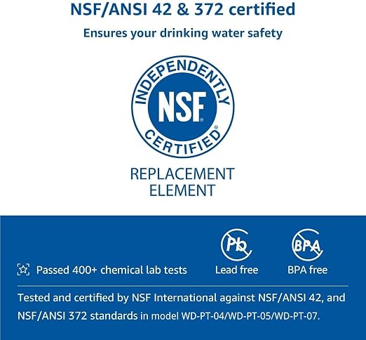 [Original] Waterdrop PF-01A Water Filter for Waterdrop Pitcher & Dispenser | NSF Certified, Reduces Lead, PFAS, PFOA/PFOS, Chlorine, Each Filter Lasts Up to 3 Months or 200 Gallons, 6 Pack